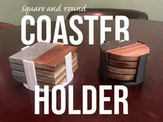 4" Coaster Holder, Square + Round Coasters