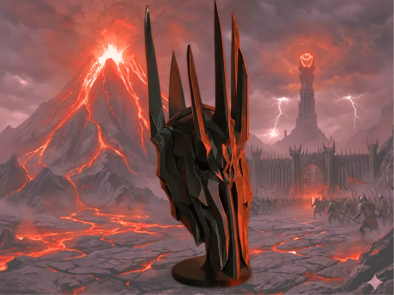 UPGRADED - LotR - Sauron Helmet with Stand