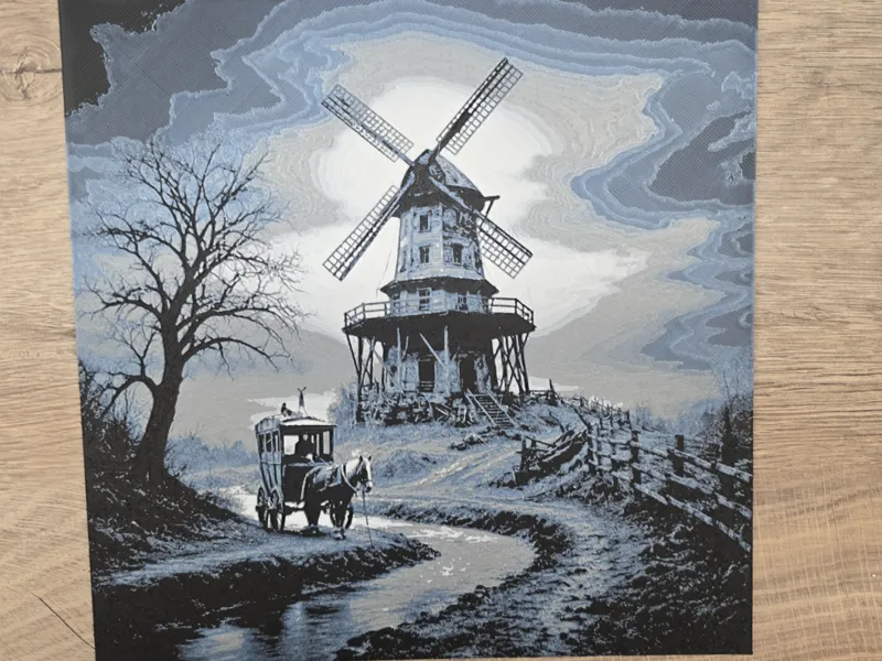 Windmühle mit Kutsche - Hueforge