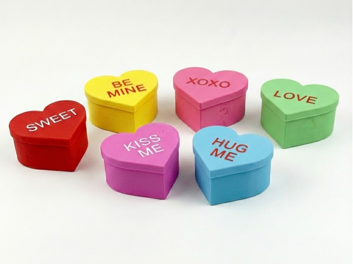 Valentines Candy Heart Shaped Box Lidded Container