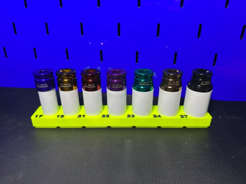 Gridfinity 7 Piece Lug Nut Socket Set Tray