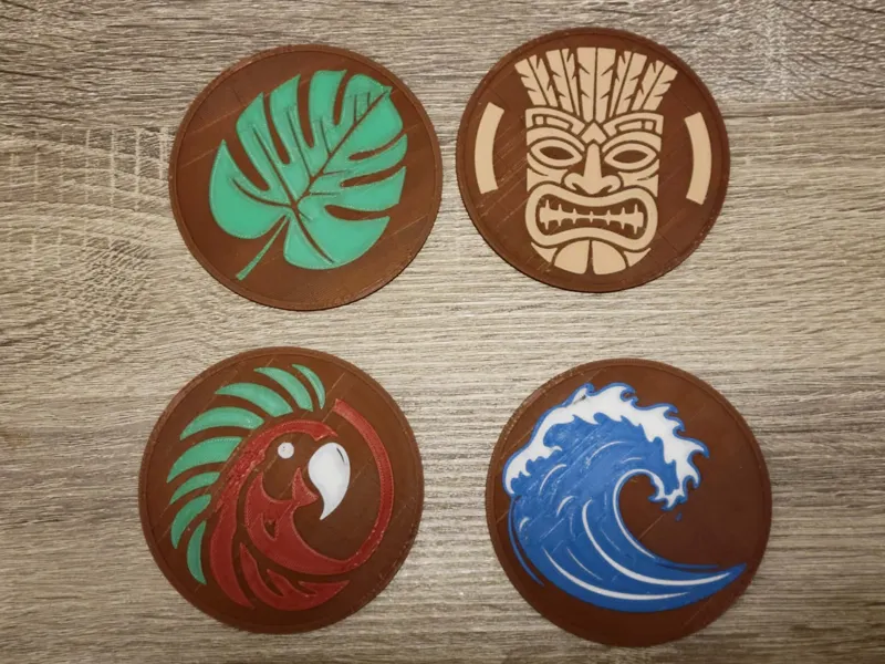 Tropical Tiki Bar Themed Coasters