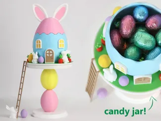 Easter Bunny Egg House & Candy Jar