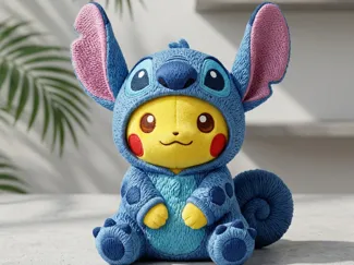 Pikachu in Stitch Hoodie - Cute Printable Figure