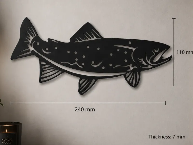 Minimal Trout Wall Art | 240x110mm | 7mm Thick