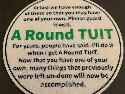 A Round TUIT coaster