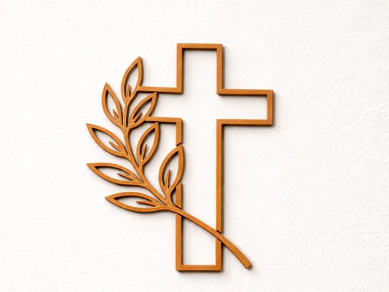 Christliche Wanddeko - Kreuz mit Zweig