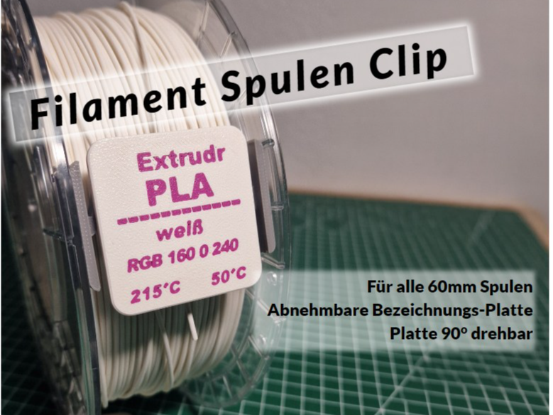 Filament Clip mit Bezeichnungsplatte 3D model