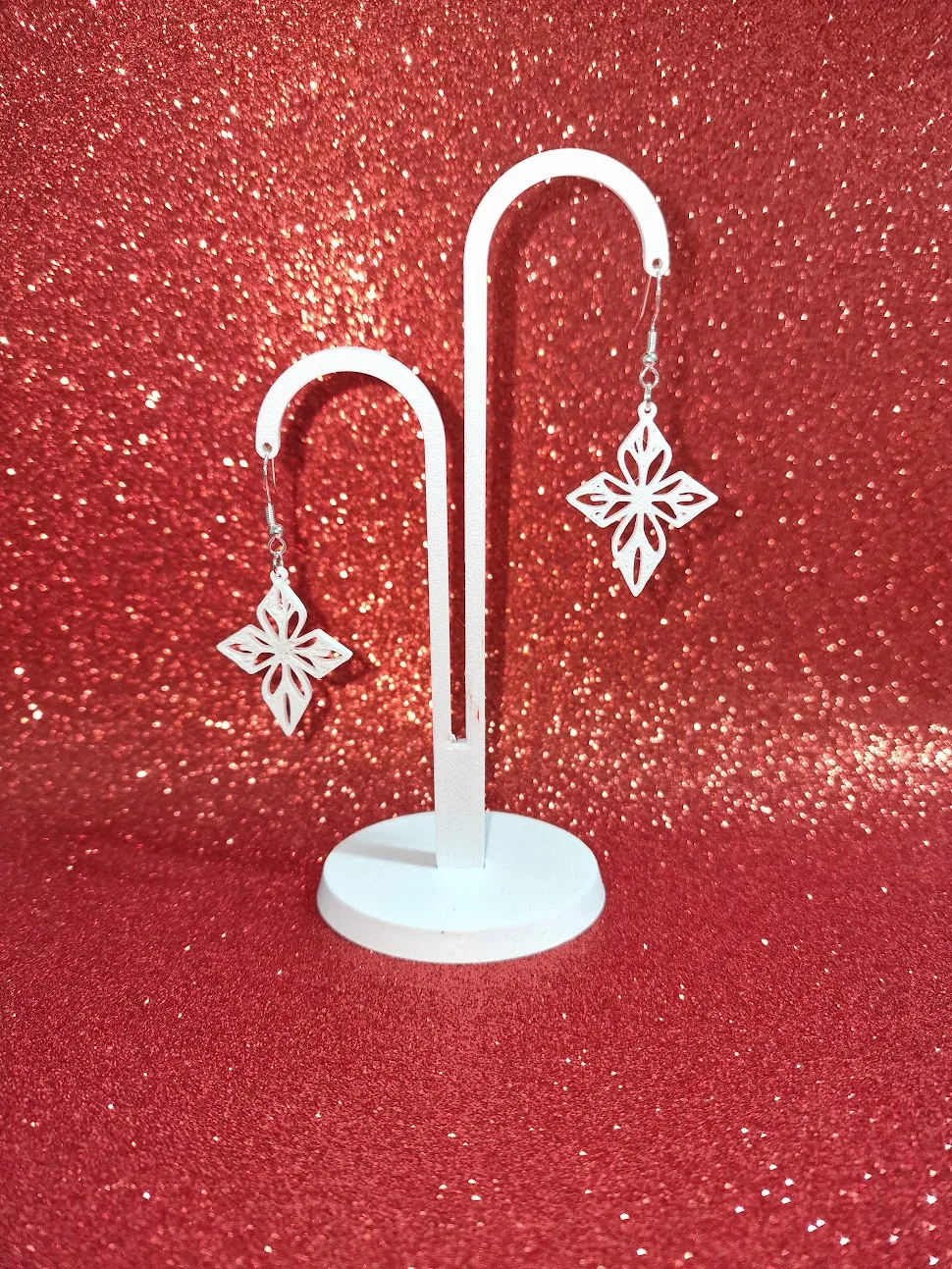 White cross earrings view 3