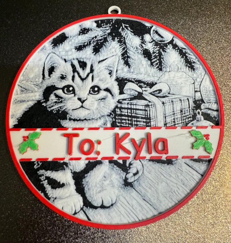 Cute Cat Christmas Name Tag