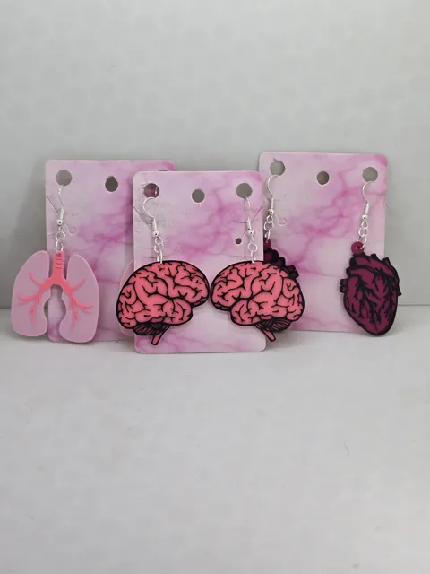 Brain, Heart, and Lungs Earrings