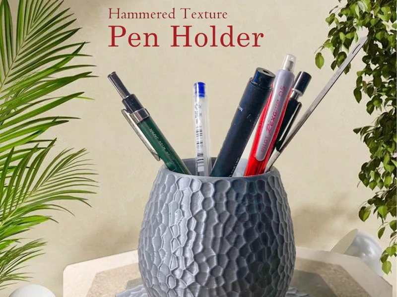 hammered texture pen holder
