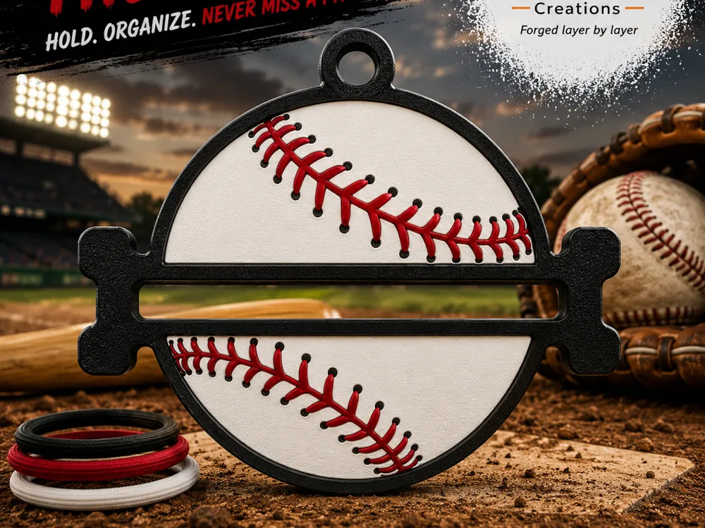 Baseball Hair Tie Holder Keychain - Free 3D Print Model - MakerWorld