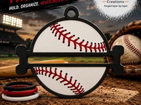 Accesorio para sujetar ligas de cabello: Baseball Hair Tie Holder Keychain — referencia de MakerWorld
