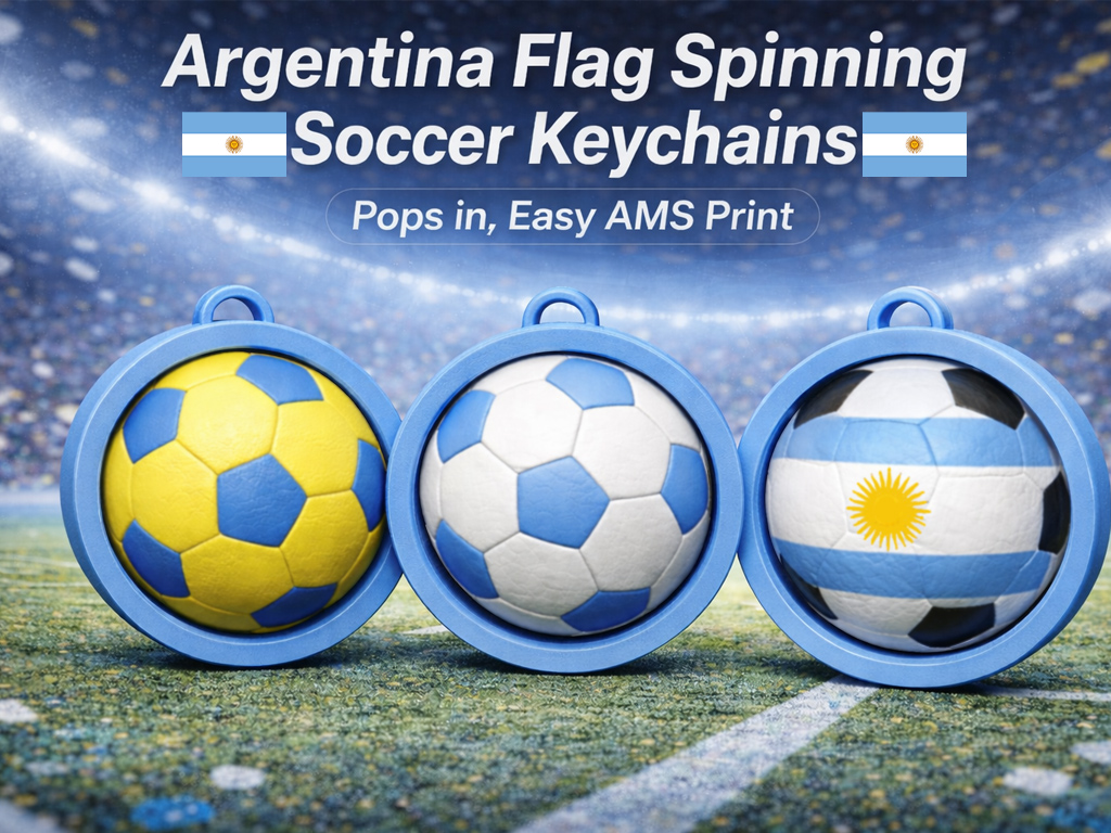 Argentina Flag Spinning Futbol Soccer Keychain