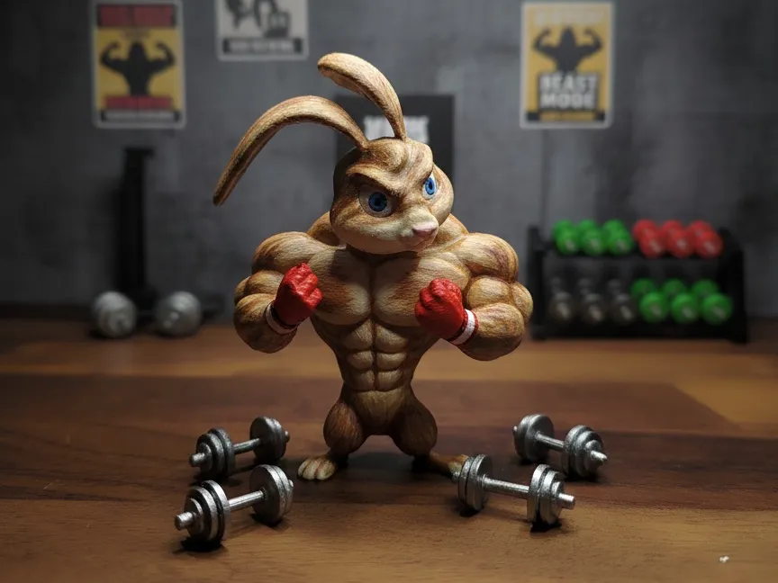 Cartoon Muscle Bunny – Funny Bunny with Muscles - Free 3D Print Model ...