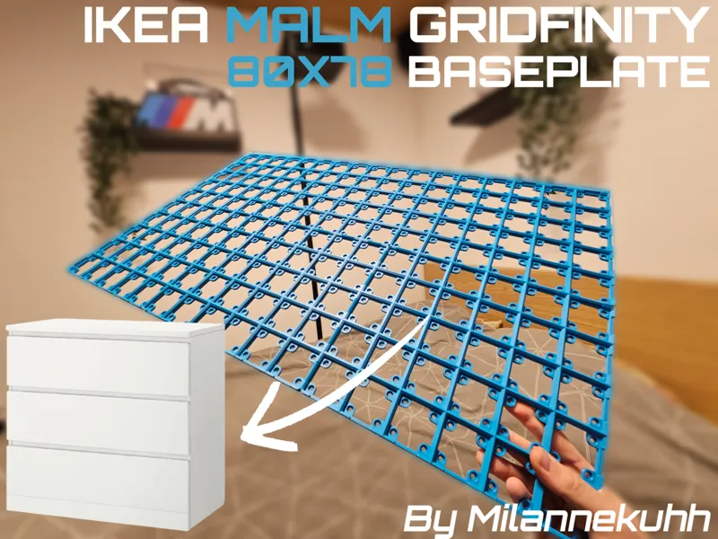 Gridfinity Ikea Malm 80x78cm Magnetic Baseplate