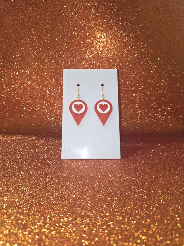 Heart G-Maps earrings - Free 3D Print Model - MakerWorld