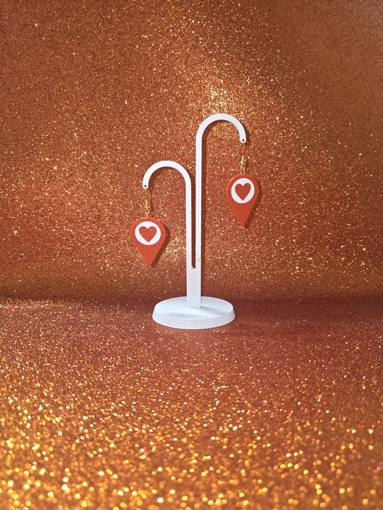 Heart G-Maps earrings - Free 3D Print Model - MakerWorld