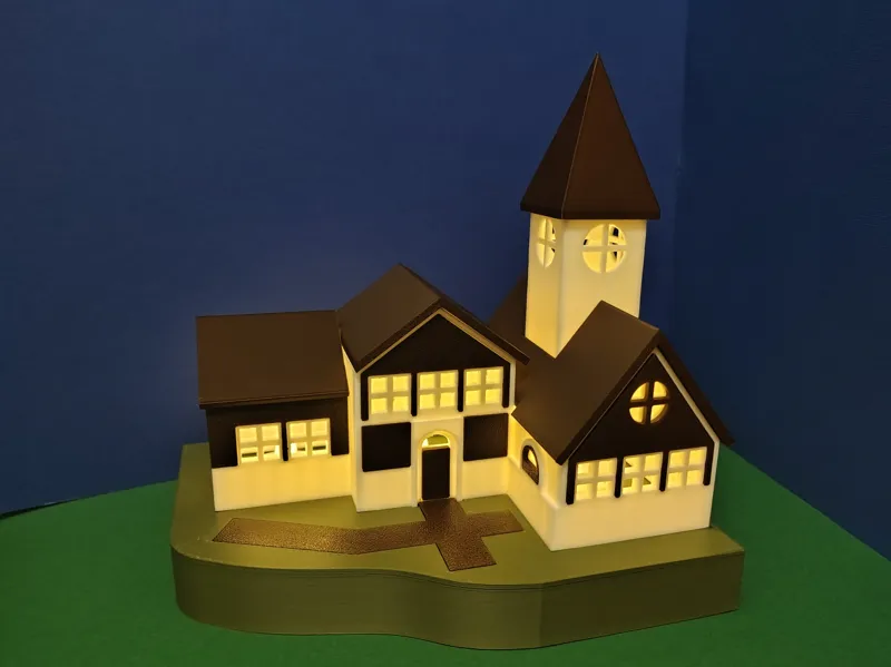 Illuminated church