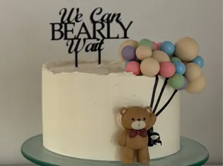We can bearly wait cake topper