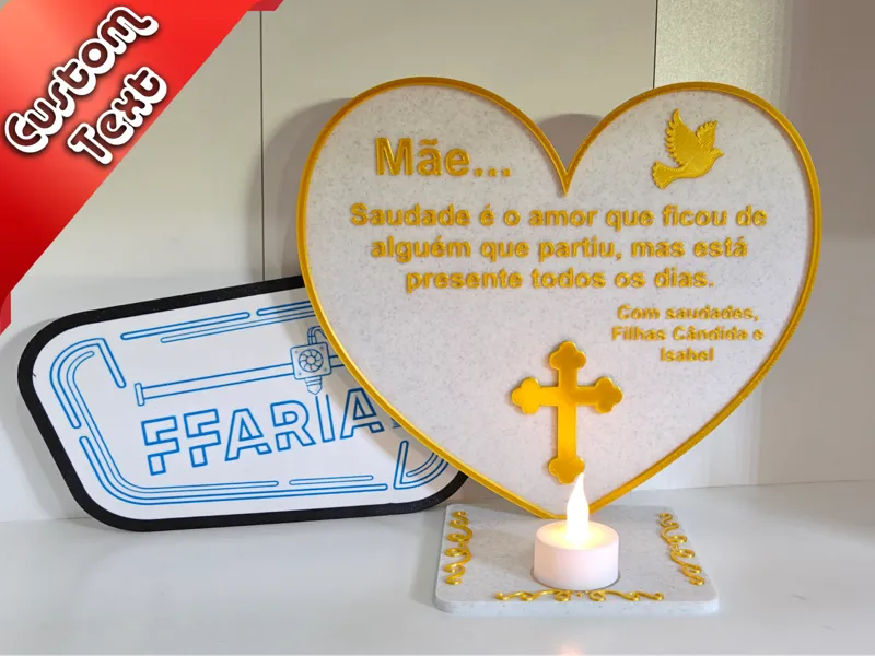 Coração Memorial V.2 (Texto Personalizável)