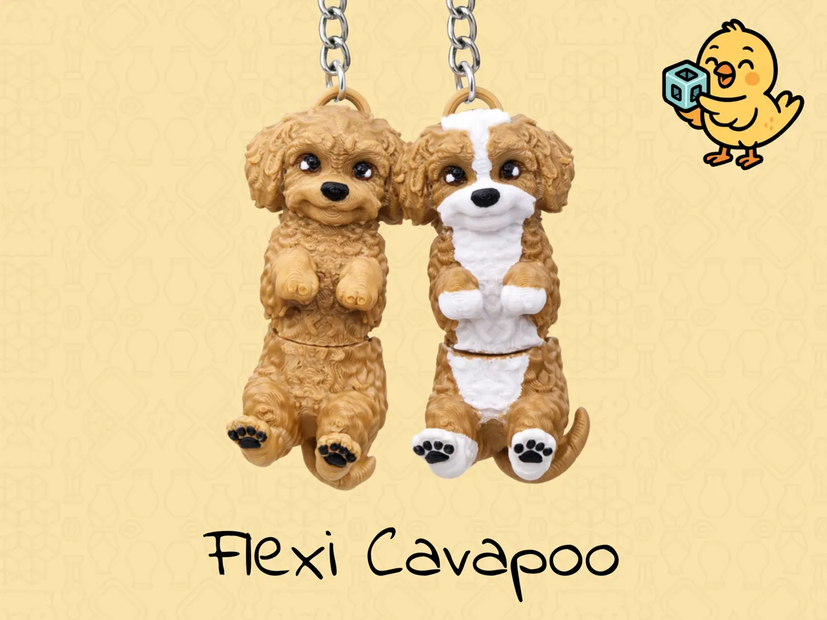 Cavapoo Keychain – Articulated Flexi Dog - Free 3D Print Model - MakerWorld