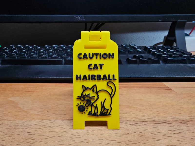 Caution Cat Hairball Sign