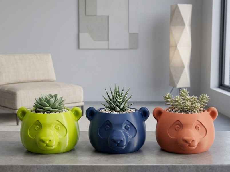 3D Printed Panda Succulent Planter