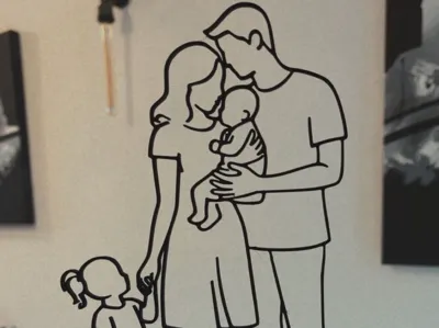 Family Moment – Minimalist Line Art