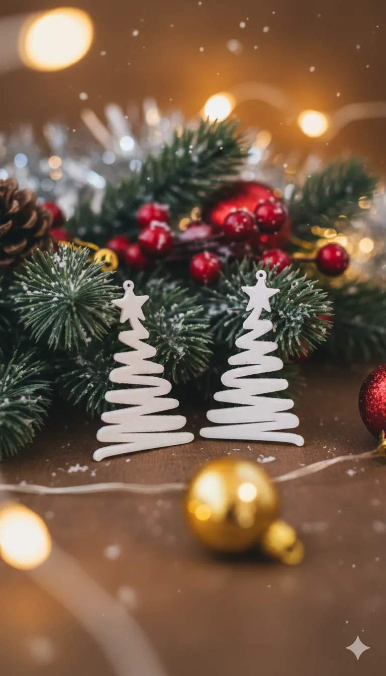 Minimalist Christmas Tree Earrings view 2