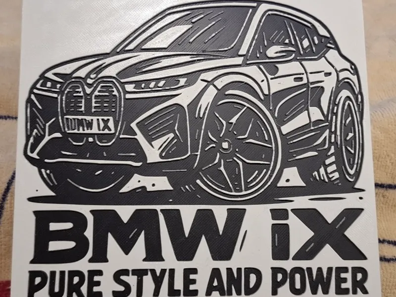 Hueforge Caricature Image of a BMW iX EV