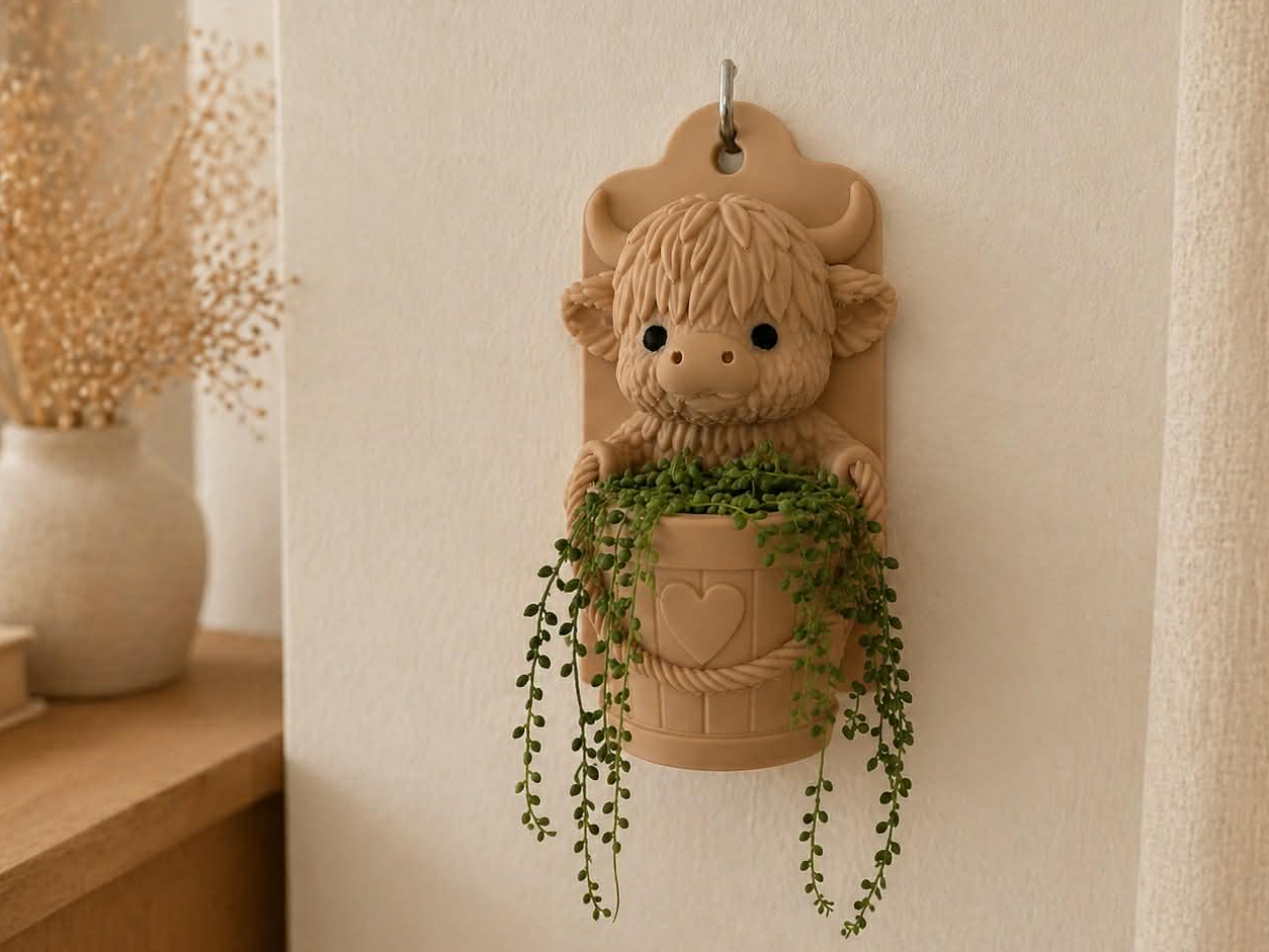 Highland Cow Wall Planter