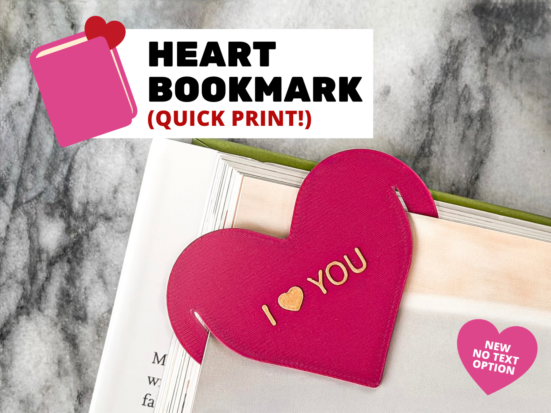 Heart Bookmark / Paperclip (I Love You + No Text)