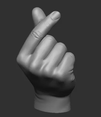 Realistic Finger Heart Hand Gesture 3D Model