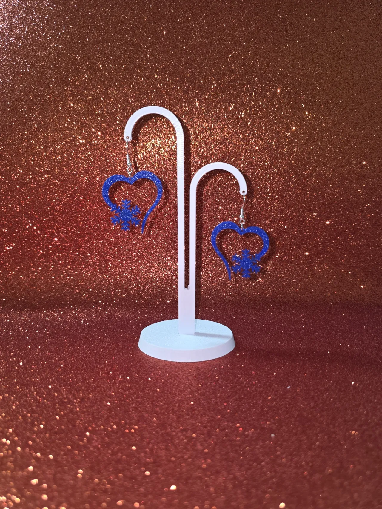 Heart snowflake earrings view 3