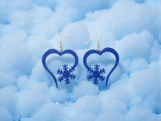 Heart snowflake earrings