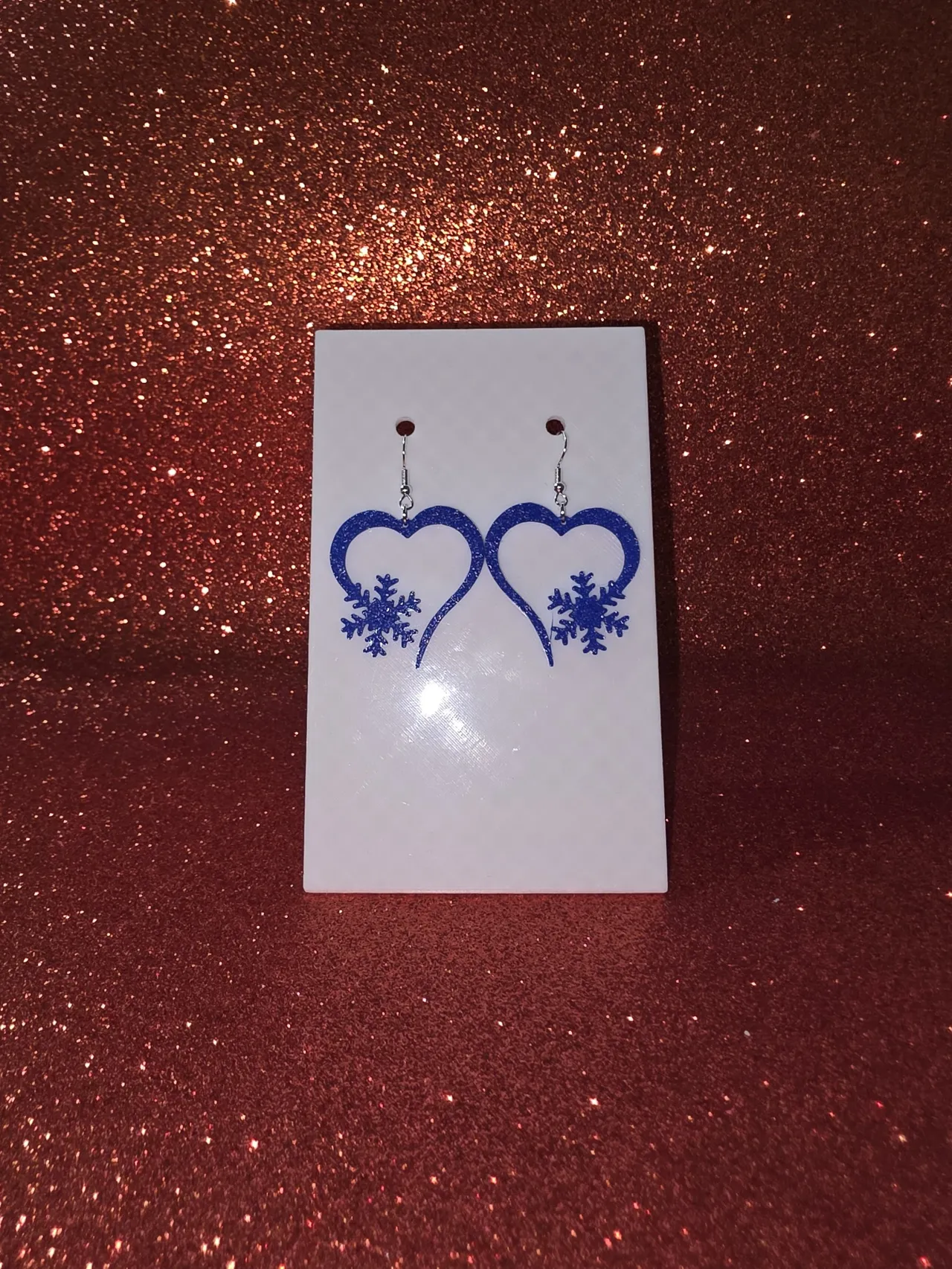Heart snowflake earrings view 2