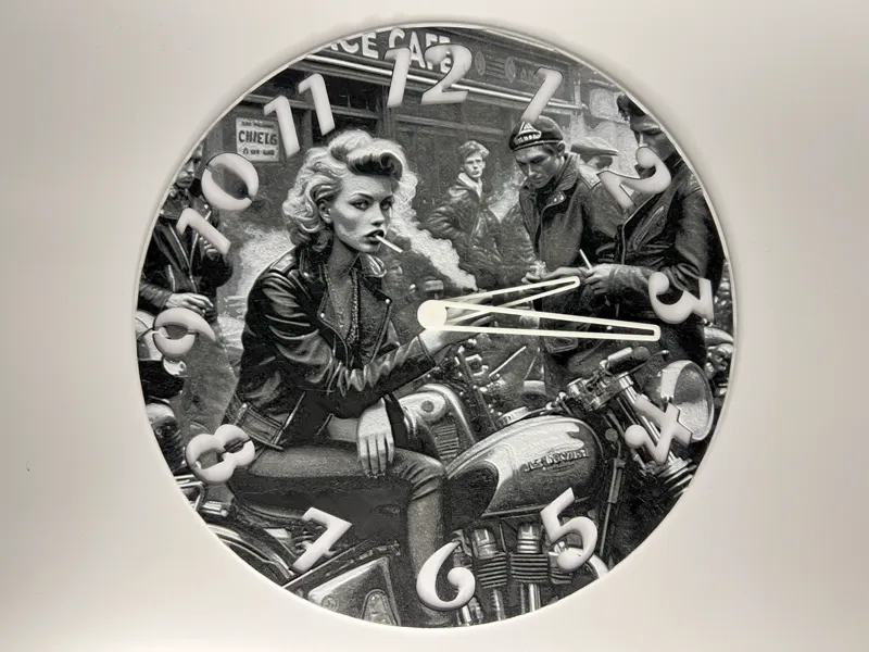 Retro Biker Girl HueForge Clock 