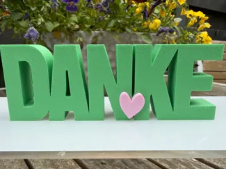 Danke sign with heart | easy PLA Print