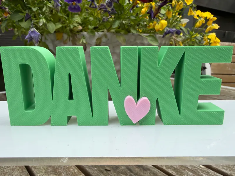 Danke sign with heart | easy PLA Print