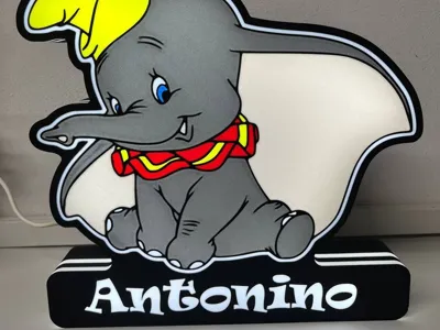 LightBox, Dumbo Lamp with customizable Name.
