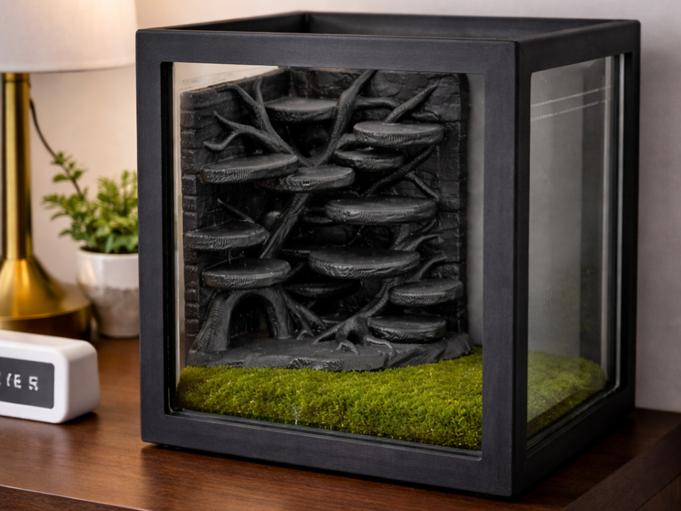 Corner Tree-Root Shelf — Multi-Level backsplash