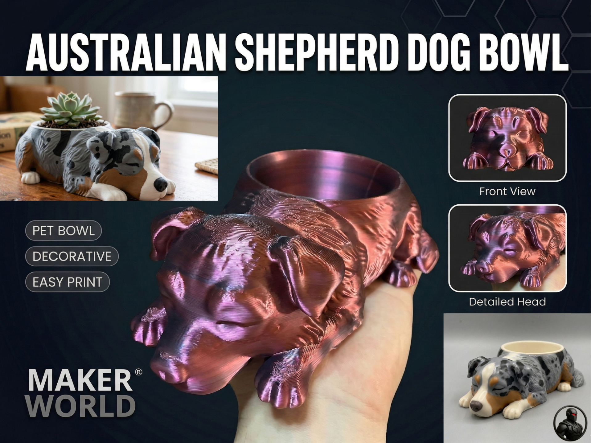 Australian Shepherd dog bowl
