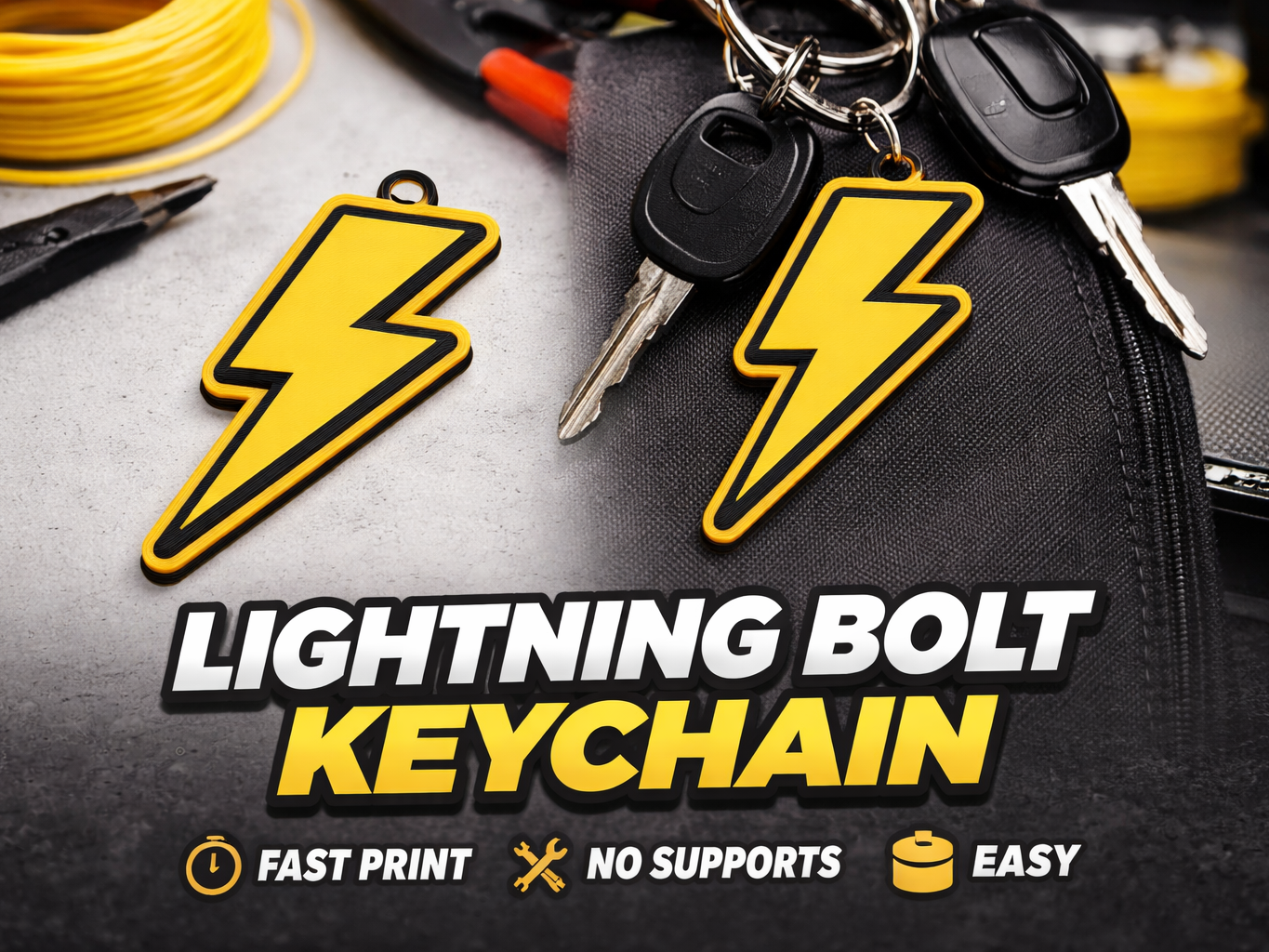 Lightning Bolt Keychain – Fast Print 