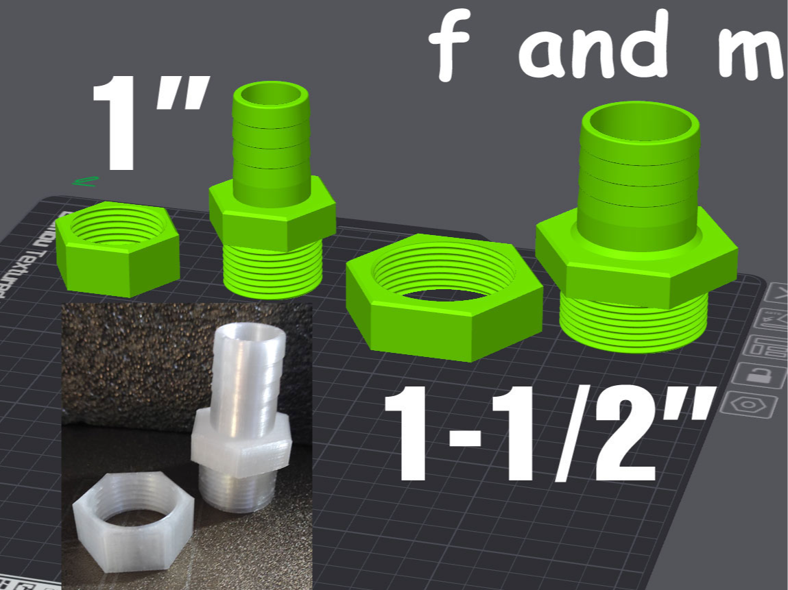 Garden Hose Barb to Pipe Thread Fittings with Nut