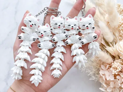 Fluffy Tails Cute Flexi Samoyed Dog - Toy/Keychain