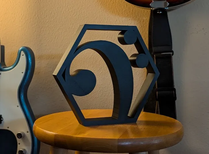 Bass Clef Hexagonal Modern Sculpture