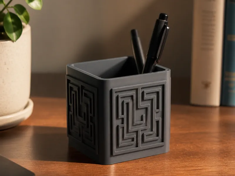 Maze Cube Organizer - Geometric Desk Holder