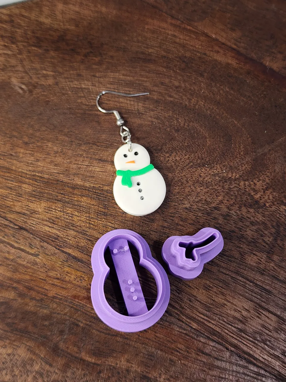 Snowman with scarf earring cutter view 2